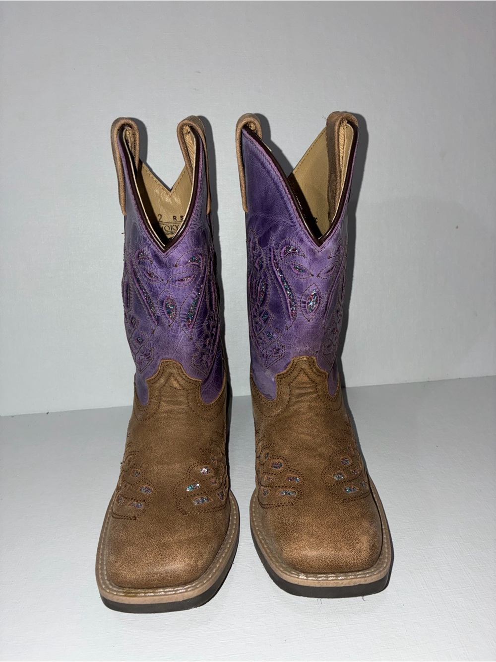 Smoky Mountain Kids Western Cowboy Boots Brown & Purple US Size 2